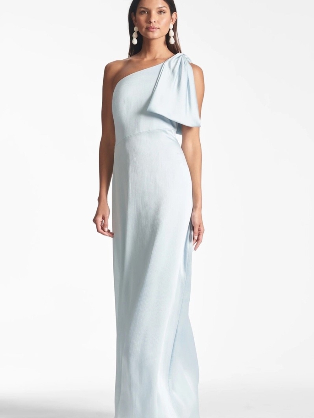 Sachin & Babi One-Shoulder Ice Blue Gown with Draped Shoulder *With Defects*